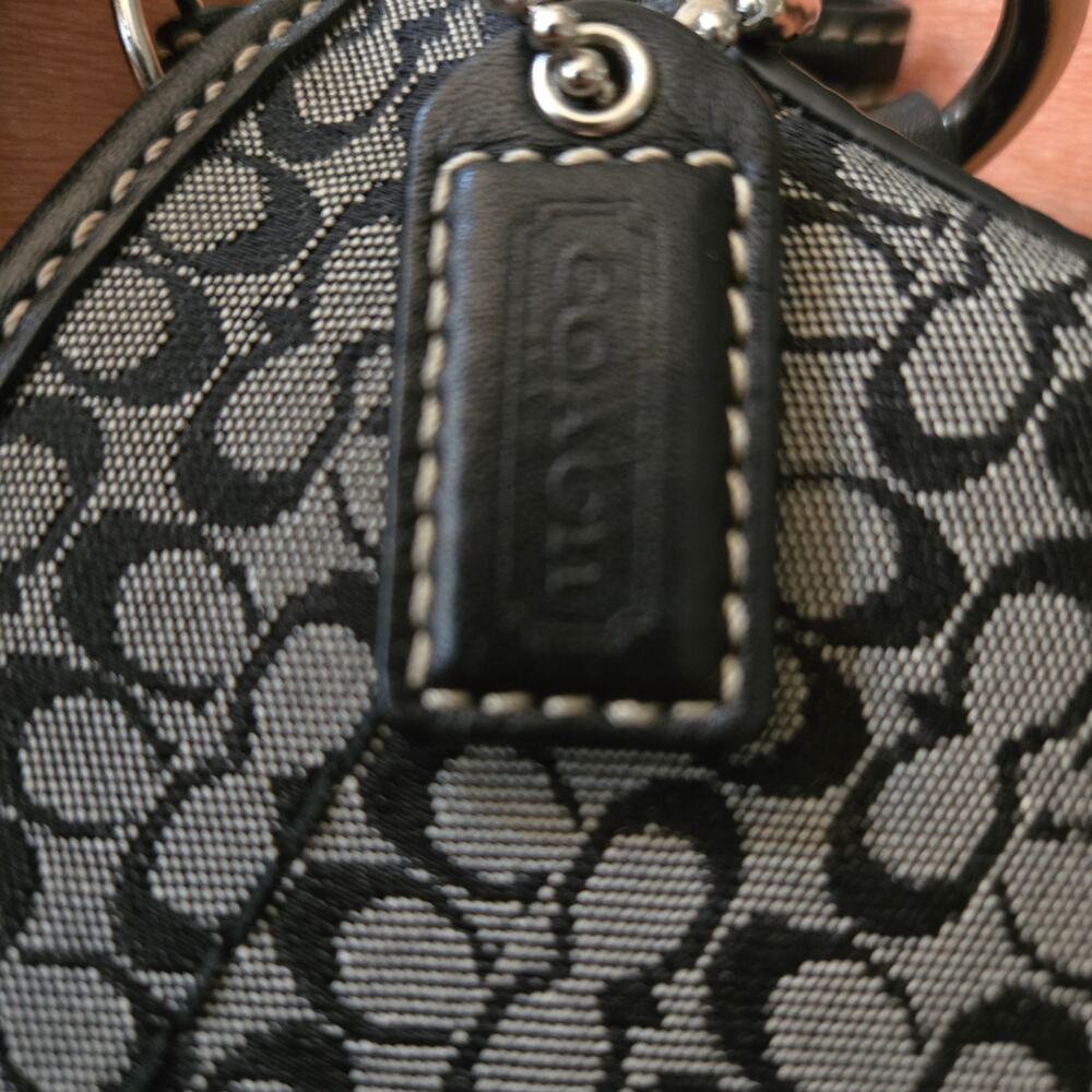 Coach Vintage Grey and Black Jacquard Signature Crossbody Bag Leather and Canvas - Picture 7 of 7